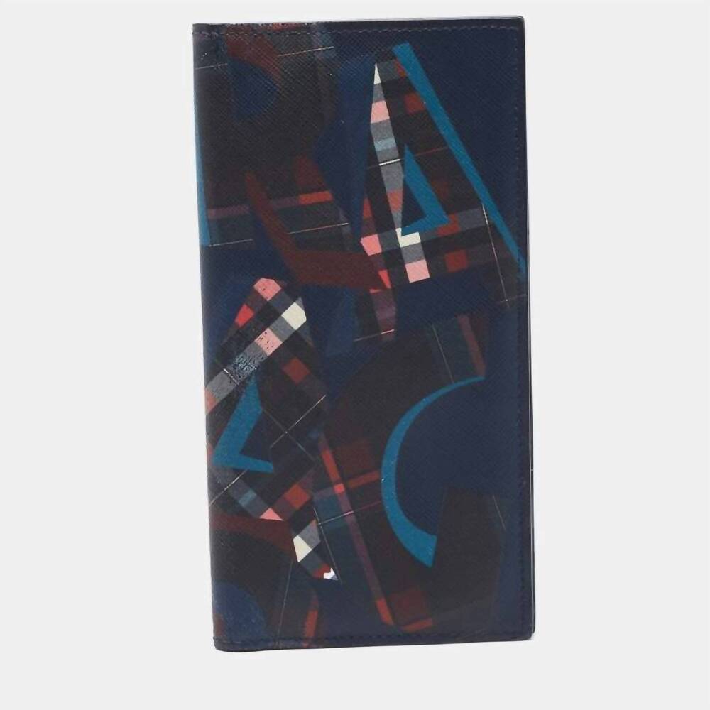 NEW SALVATORE FERRAGAMO geometric print bi-fold long wallet in multicolor